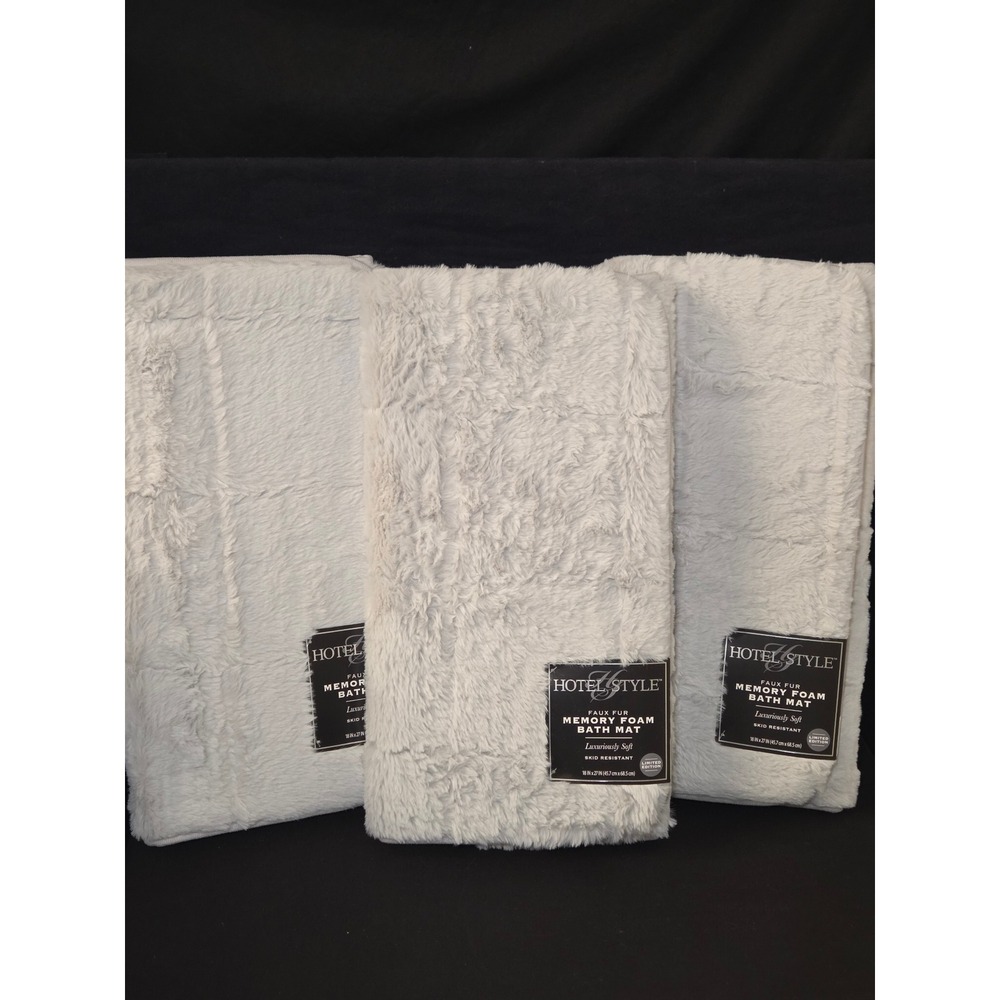 Hotel Style Faux Fur Memory Foam Bath Mat Silver Grey 18x27 Skid Resistant NEW 3